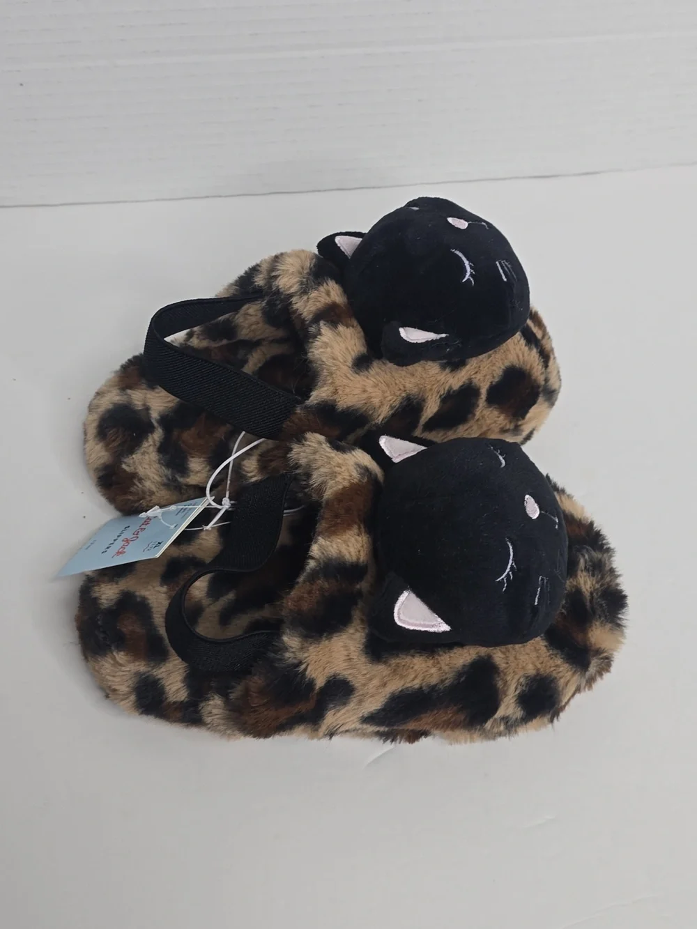 Cat & Jack Toddler Leopard Cat Scuff Brown Slippers Xl 11/12T Nwt